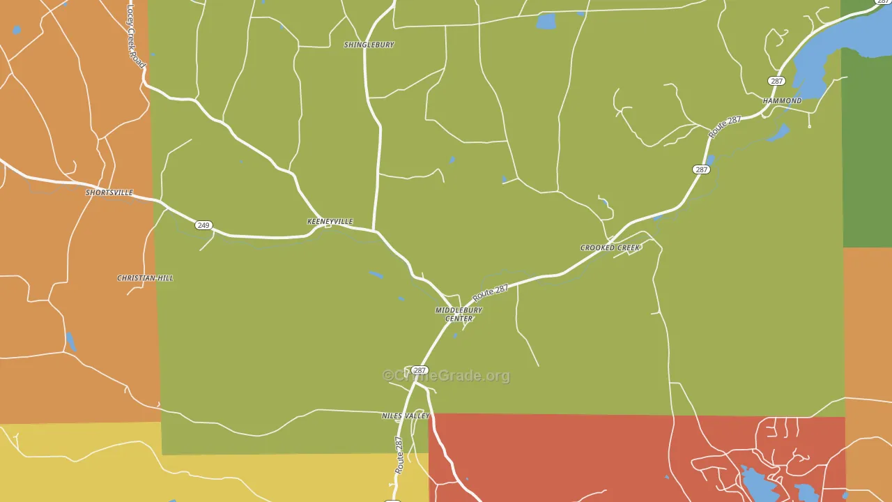 Middlebury Center, PA Map of Arson Rates