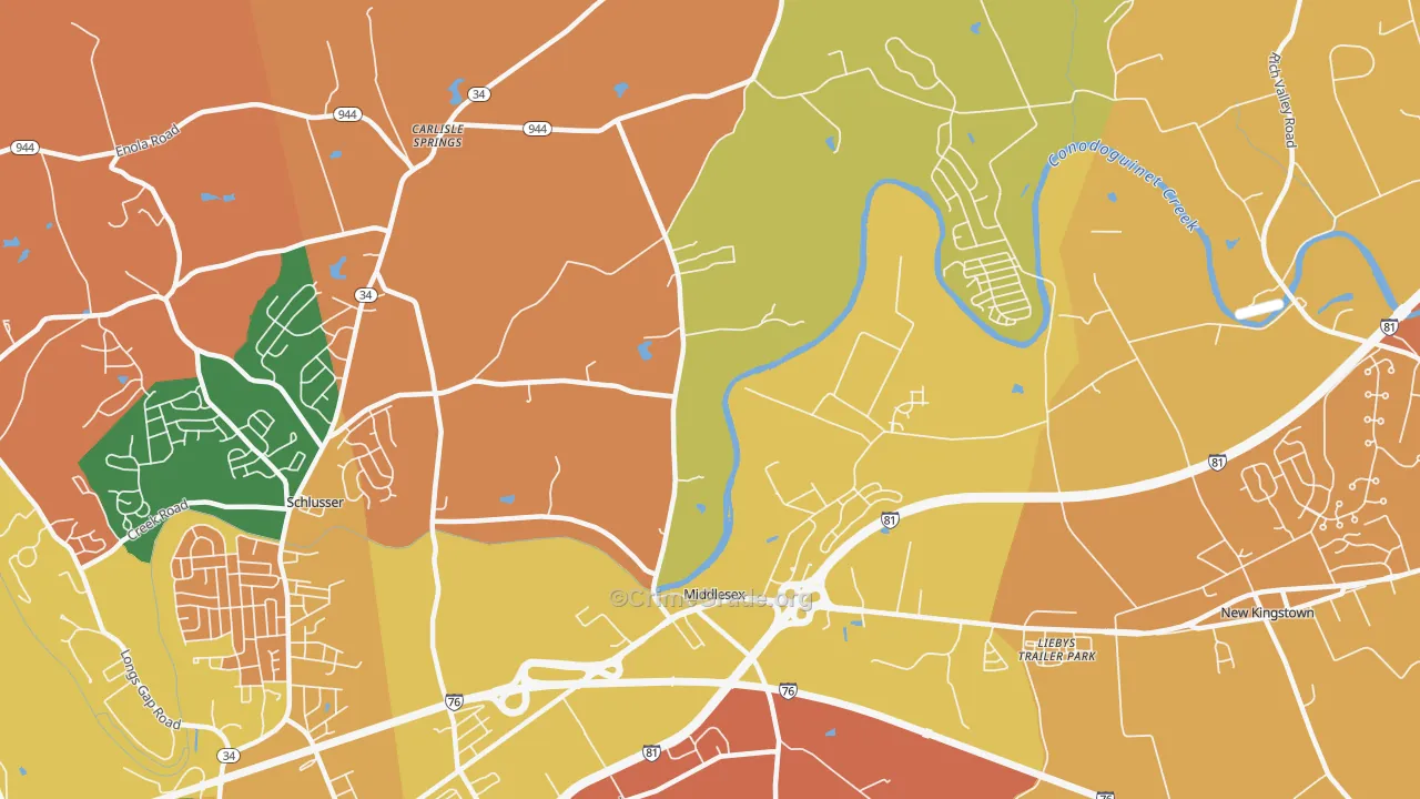 Middlesex, PA Map of Arson Rates