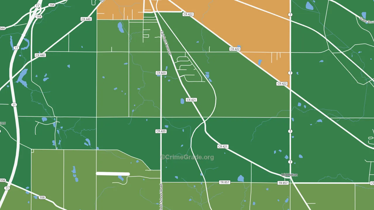 Middleton, OH Map of Arson Rates