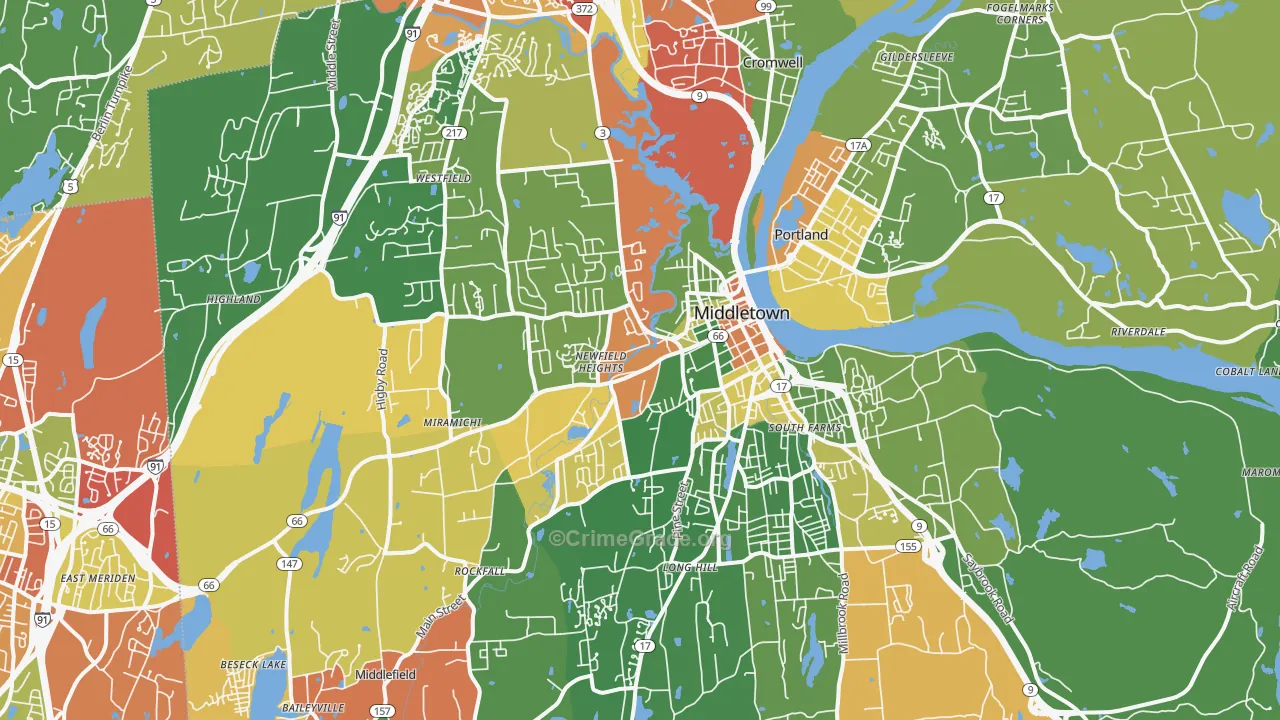 Middletown, CT Map of Arson Rates