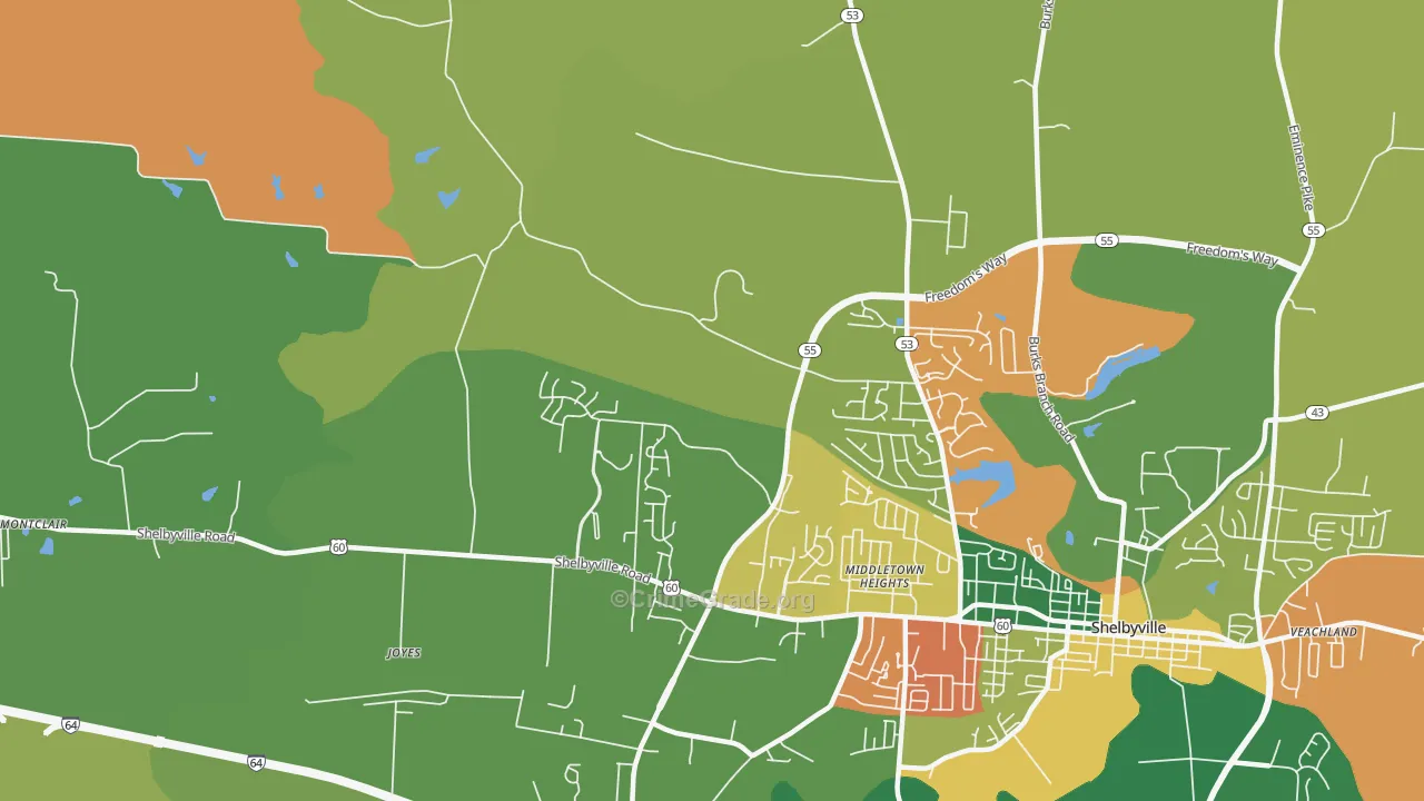 Middletown Heights, KY Map of Arson Rates