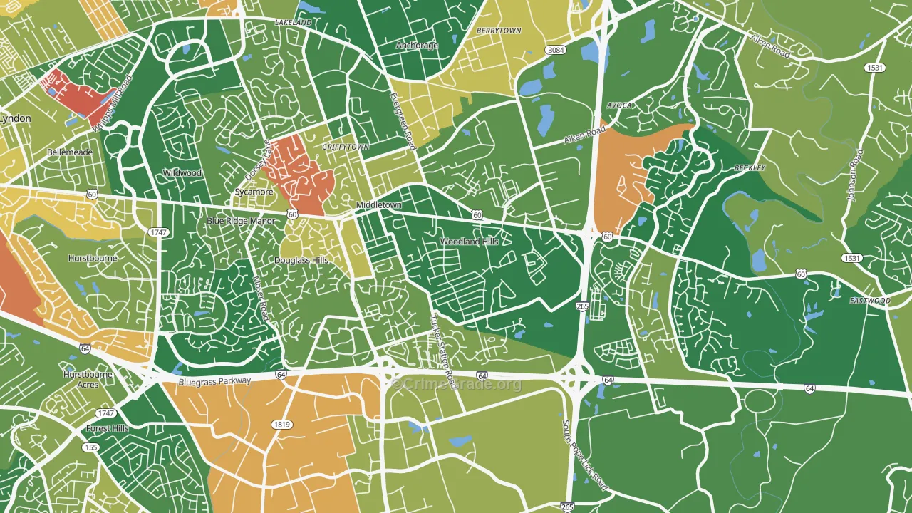 Middletown, KY Map of Arson Rates