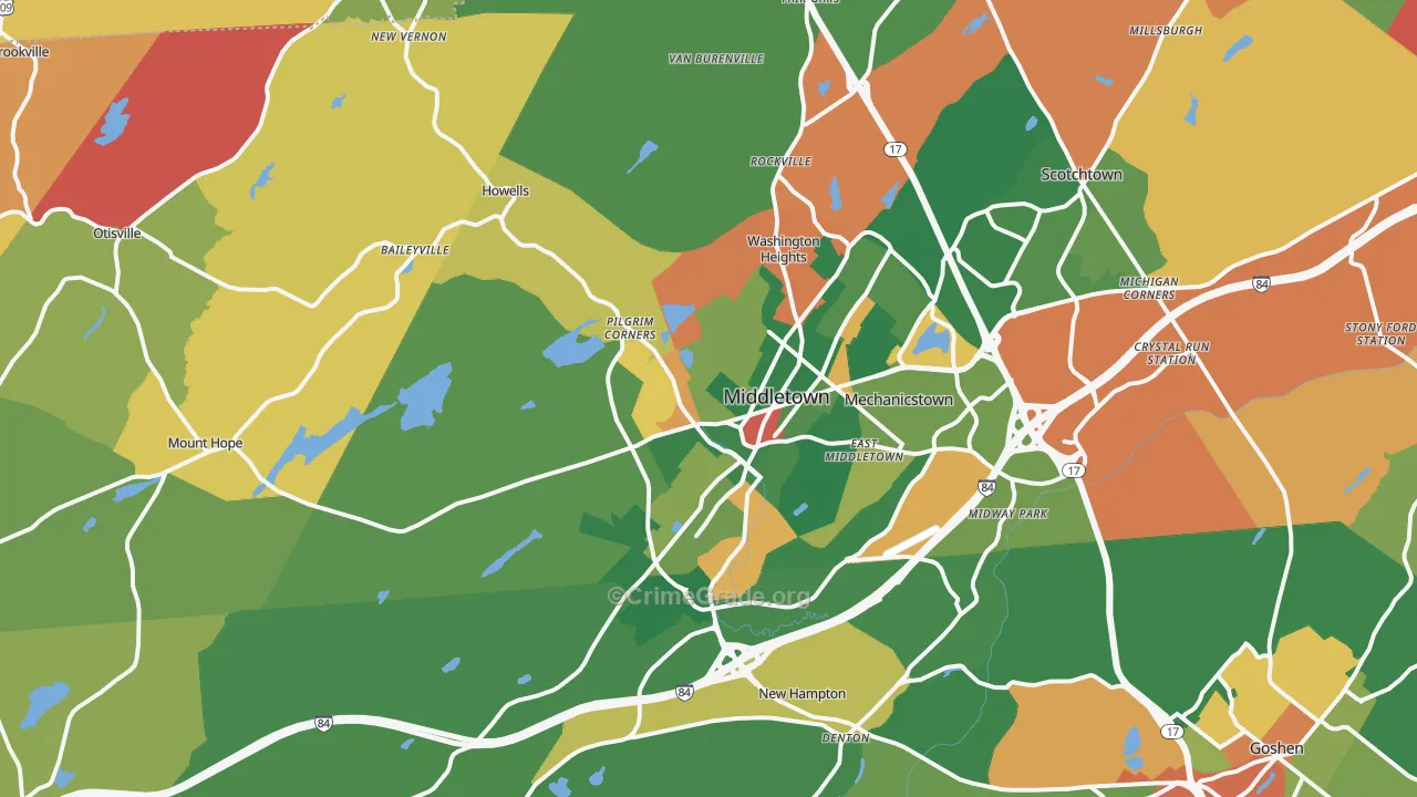 Middletown, NY Map of Arson Rates