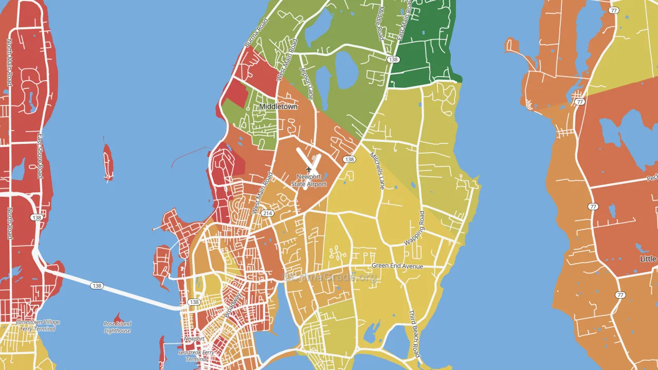 Middletown, RI Map of Arson Rates