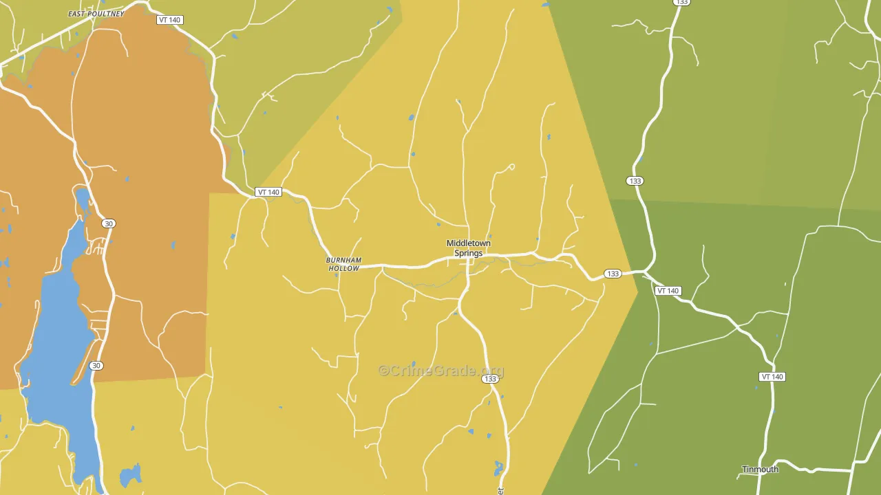 Middletown Springs, VT Map of Arson Rates