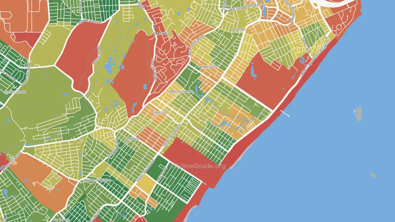 Midland Beach, Staten Island, NY Map of Arson Rates