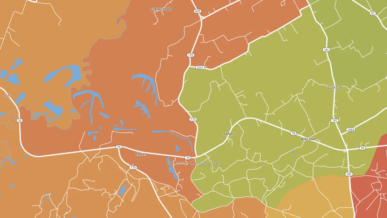 Midland, KY Map of Arson Rates