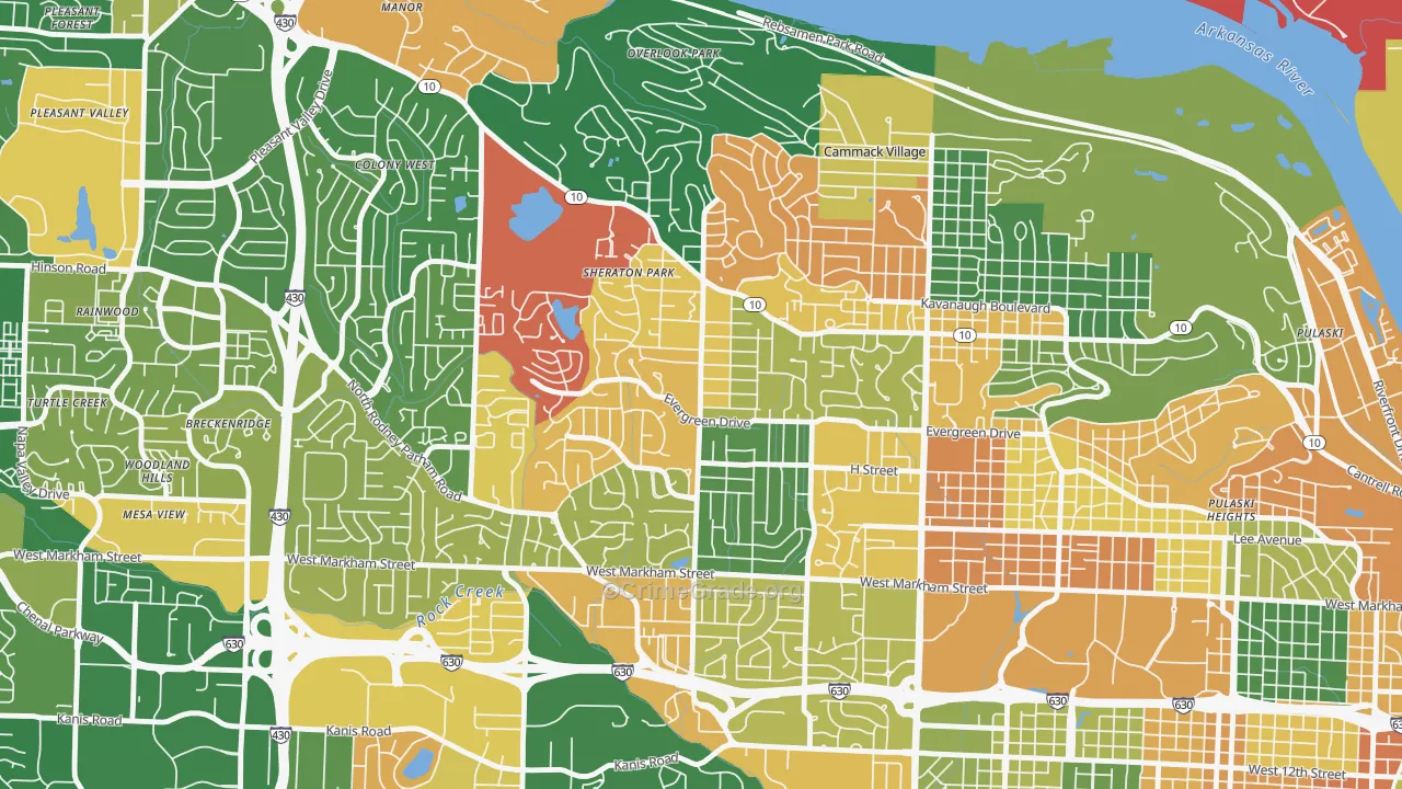 Midtown, Little Rock, AR Map of Arson Rates