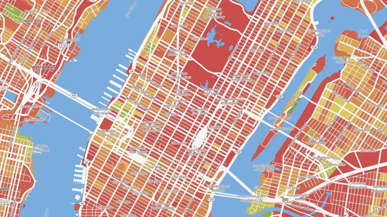 Midtown, Manhattan, NY Map of Arson Rates