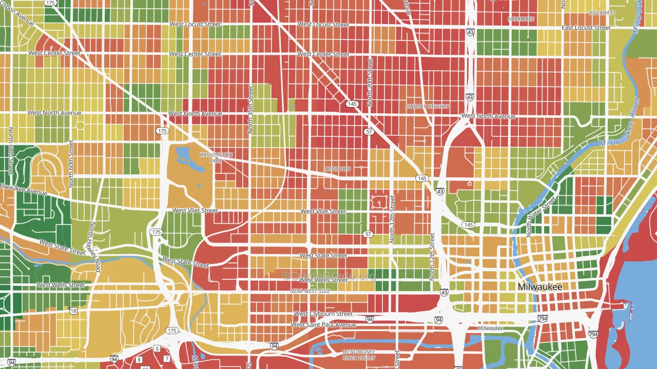 Midtown, Milwaukee, WI Map of Arson Rates