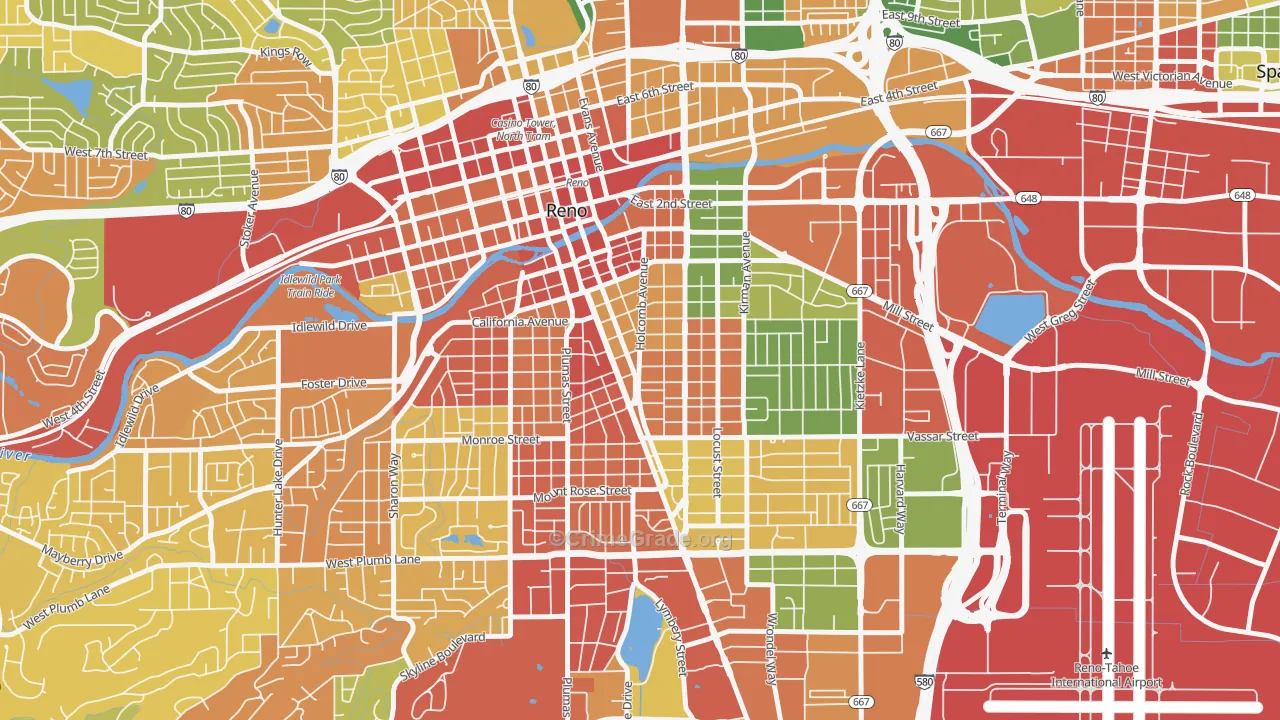 Midtown, Reno, NV Map of Arson Rates