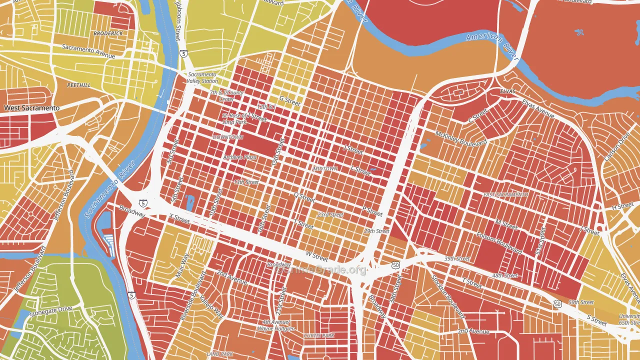 Midtown, Sacramento, CA Map of Arson Rates