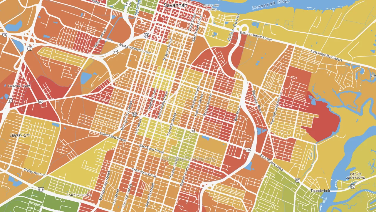 Midtown Savannah, Savannah, GA Map of Arson Rates