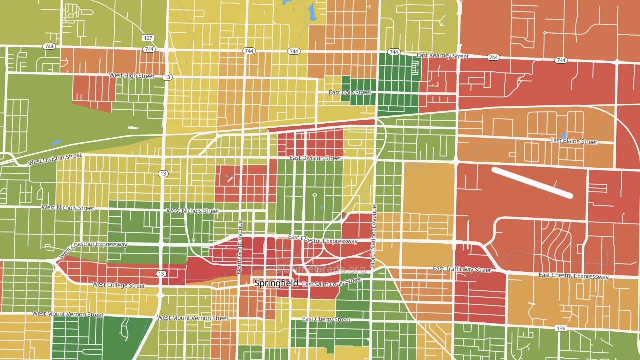 Midtown Springfield, Springfield, MO Map of Arson Rates