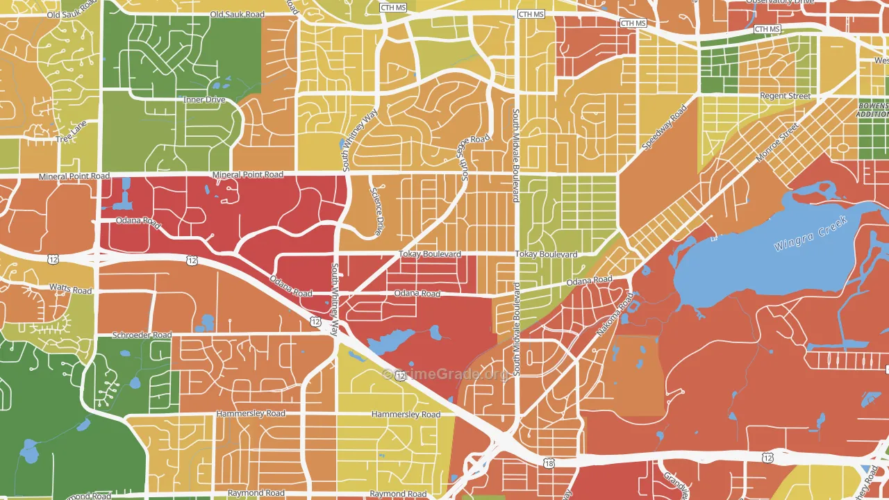 Midvale Heights, Madison, WI Map of Arson Rates