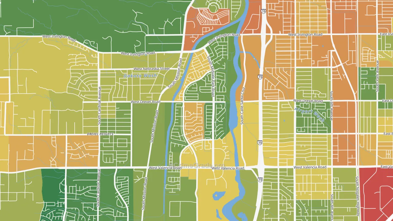 Midvale Park, Tucson, AZ Map of Arson Rates