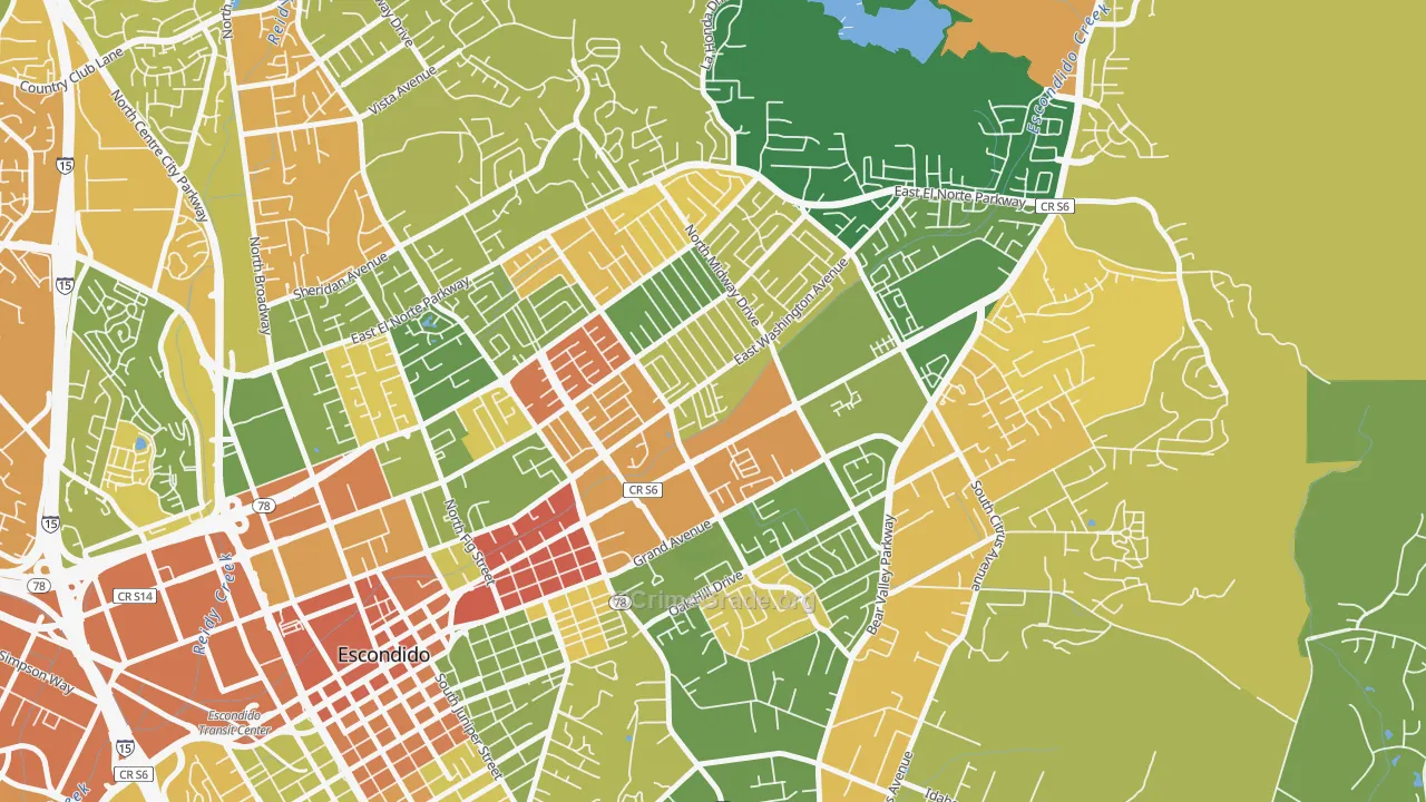 Midway, Escondido, CA Map of Arson Rates