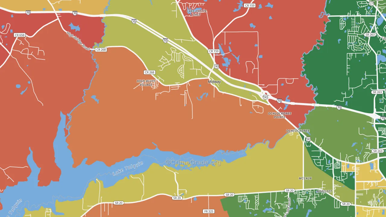 Midway, FL Map of Arson Rates