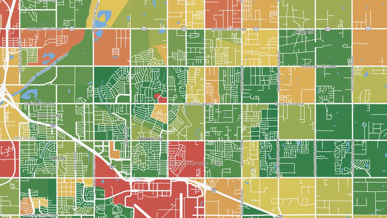 Midwest City, OK Map of Arson Rates