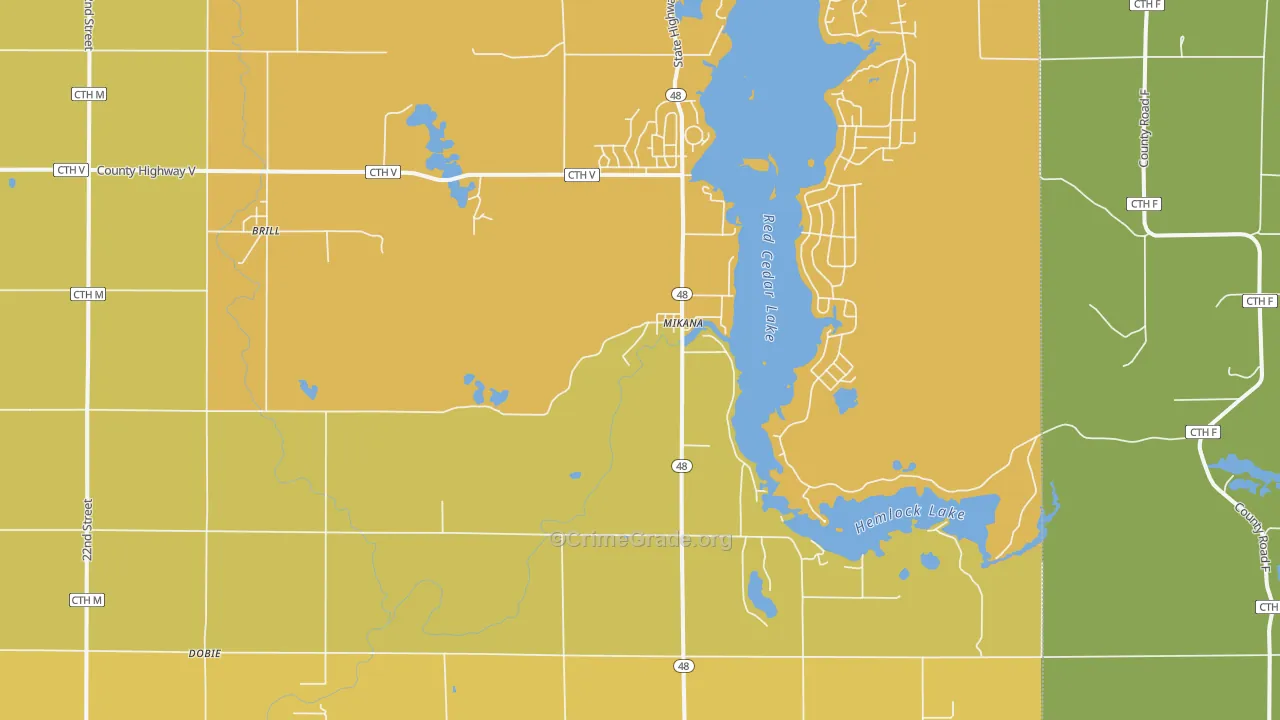 Mikana, WI Map of Arson Rates