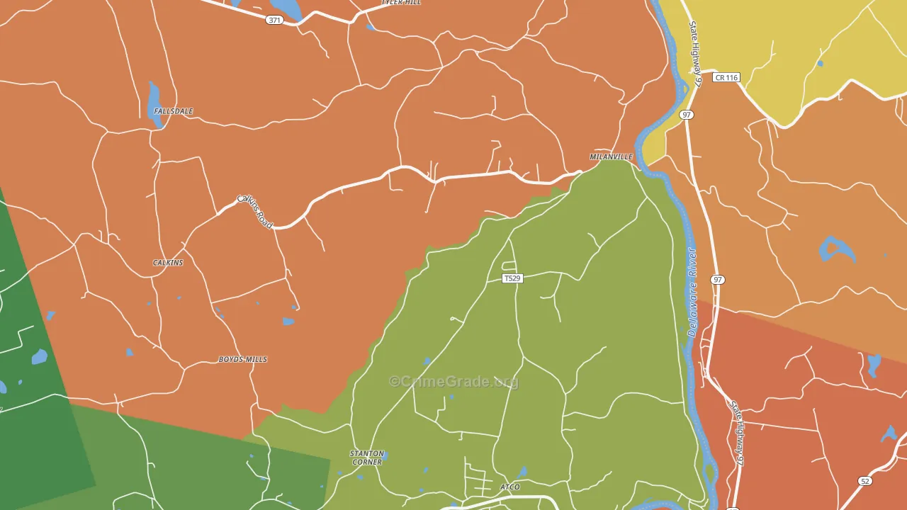 Milanville, PA Map of Arson Rates