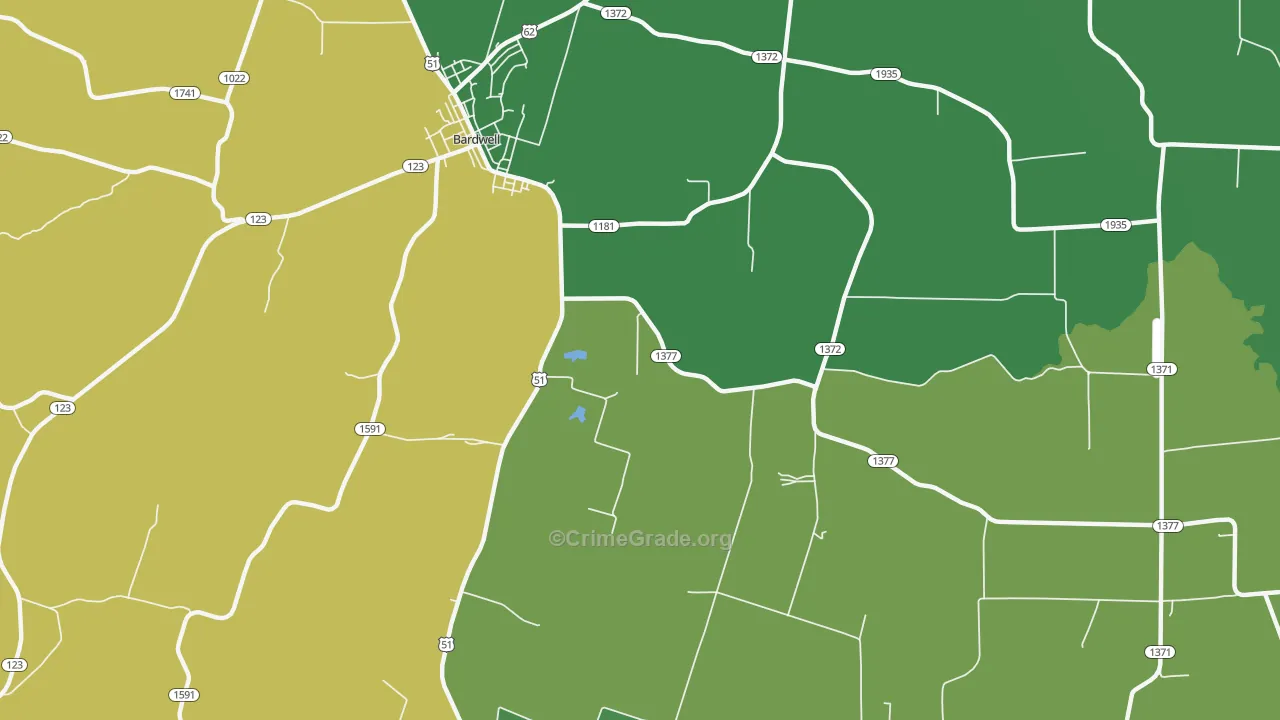 Milburn, KY Map of Arson Rates