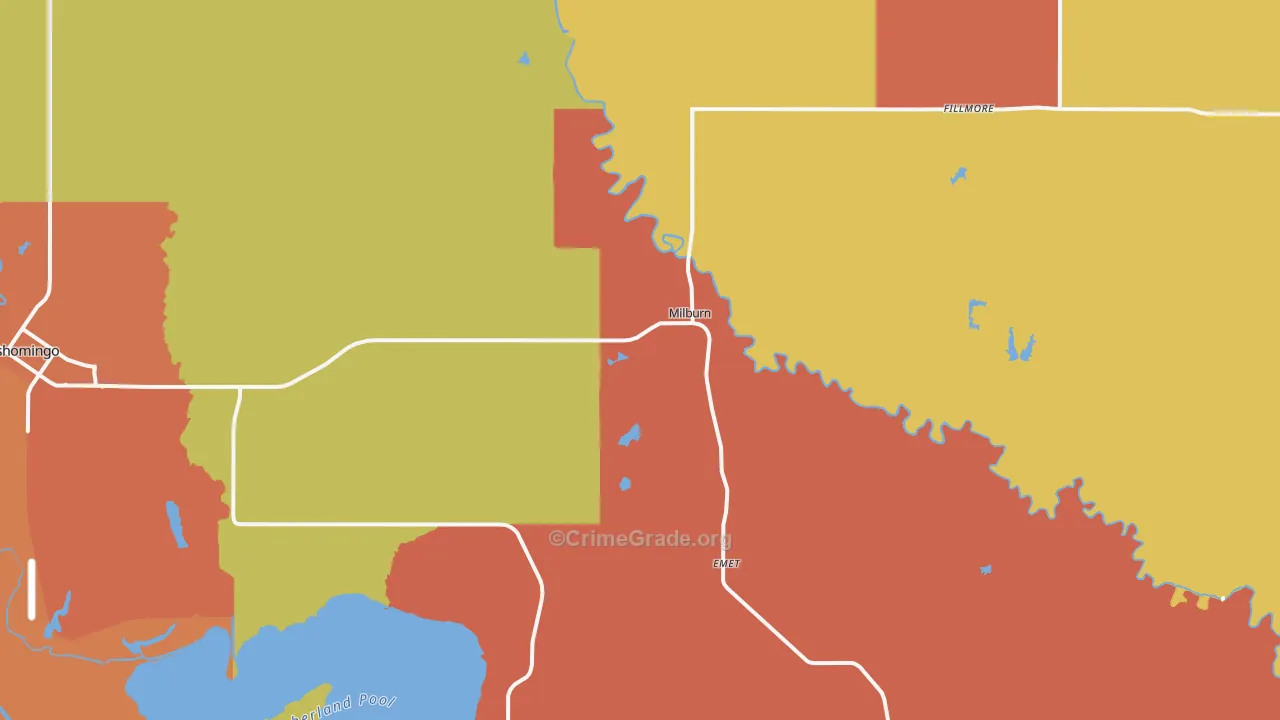 Milburn, OK Map of Arson Rates