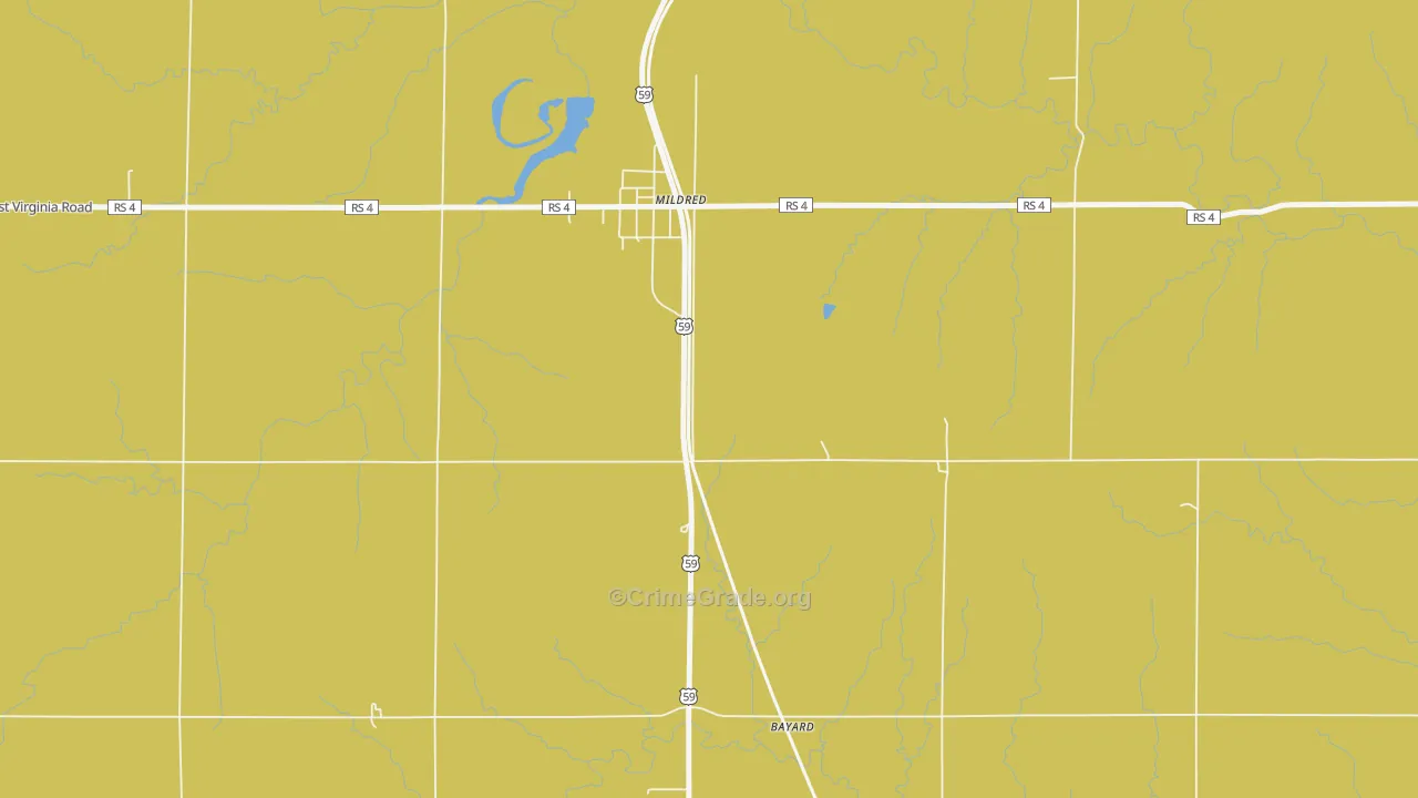 Mildred, KS Map of Arson Rates