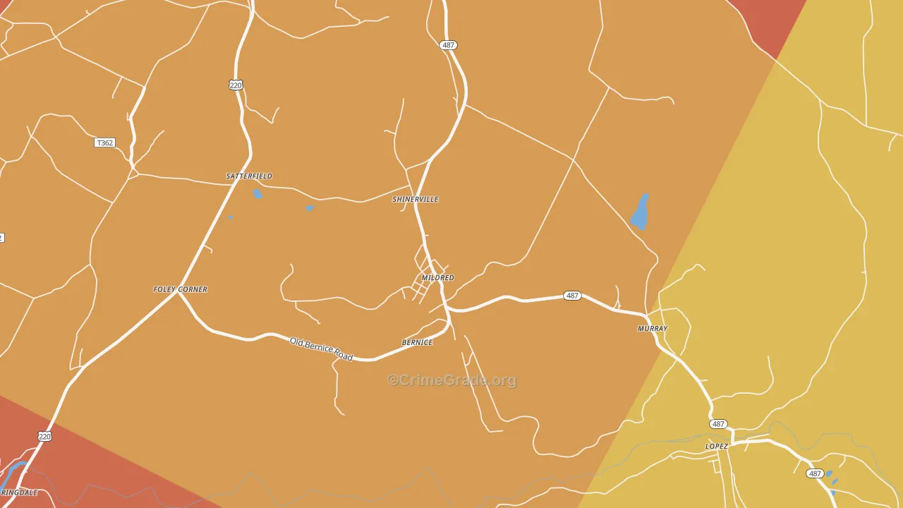 Mildred, PA Map of Arson Rates