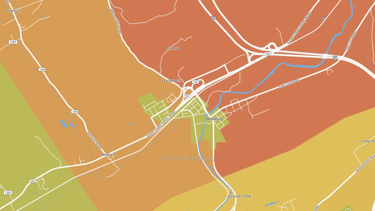 Milesburg, PA Map of Arson Rates