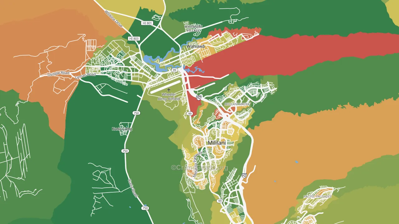 Mililani, HI Map of Arson Rates