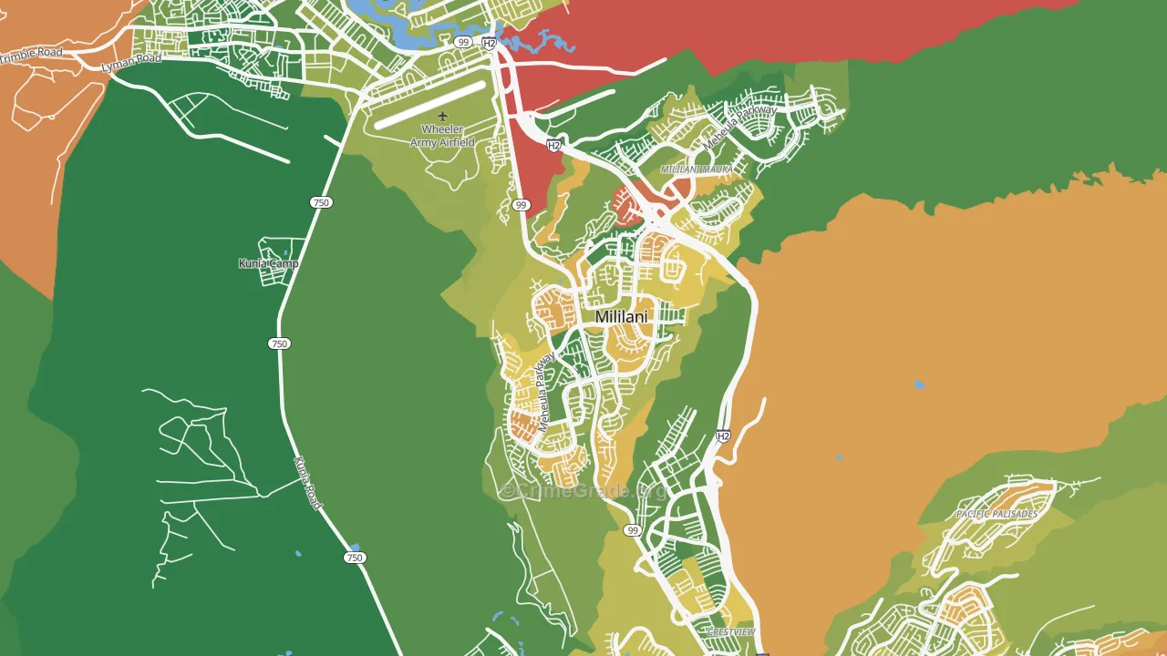Mililani Waipio Melemanu, Mililani, HI Map of Arson Rates