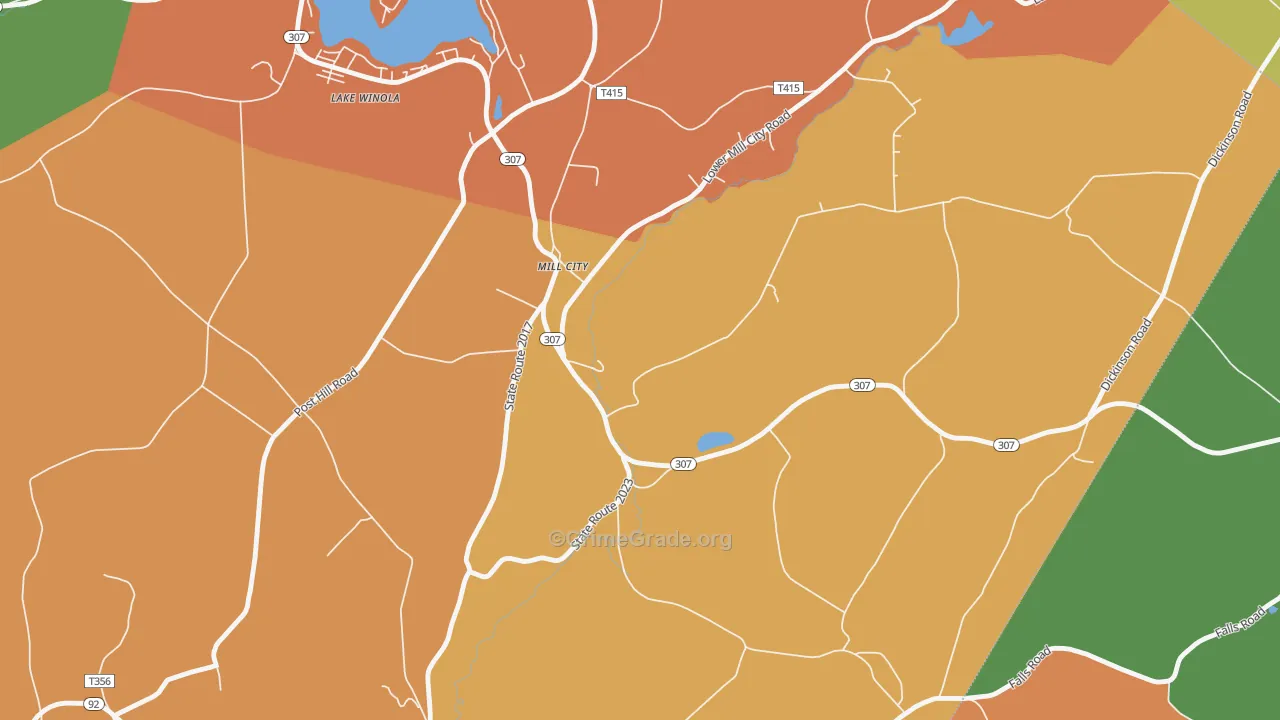 Mill City, PA Map of Arson Rates
