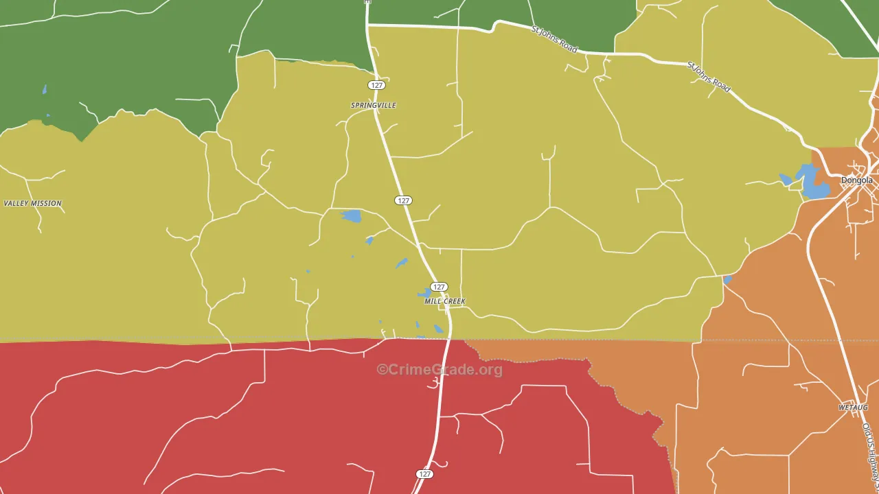 Mill Creek, IL Map of Arson Rates