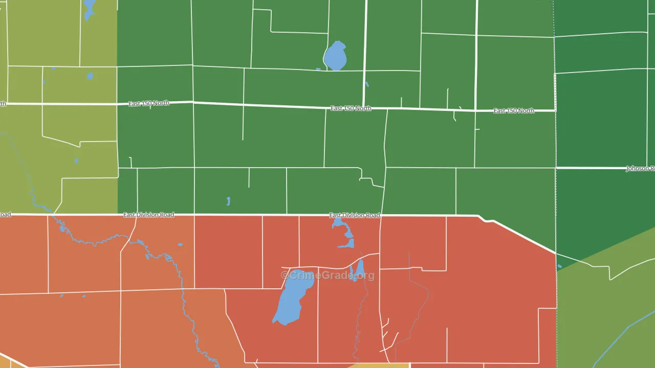 Mill Creek, IN Map of Arson Rates
