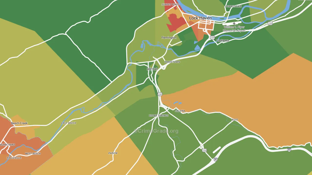 Mill Hall, PA Map of Arson Rates