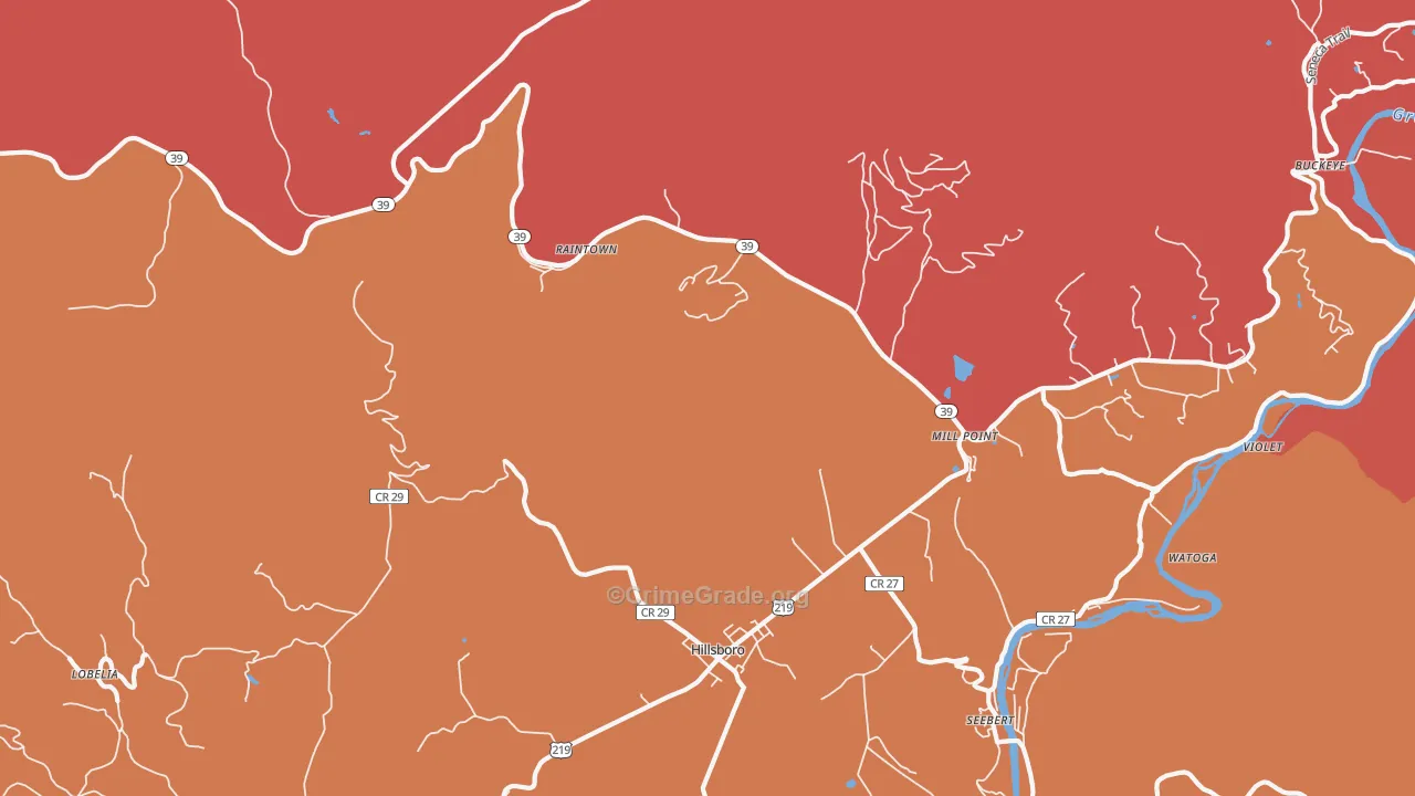Mill Point, WV Map of Arson Rates