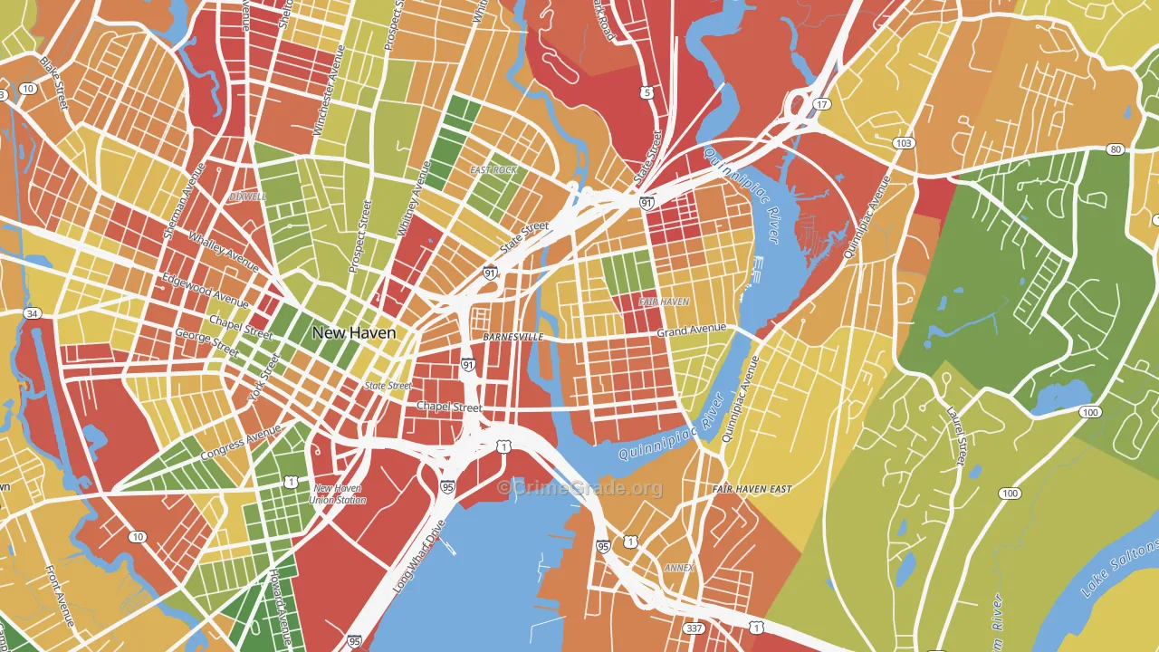 Mill River, New Haven, CT Map of Arson Rates