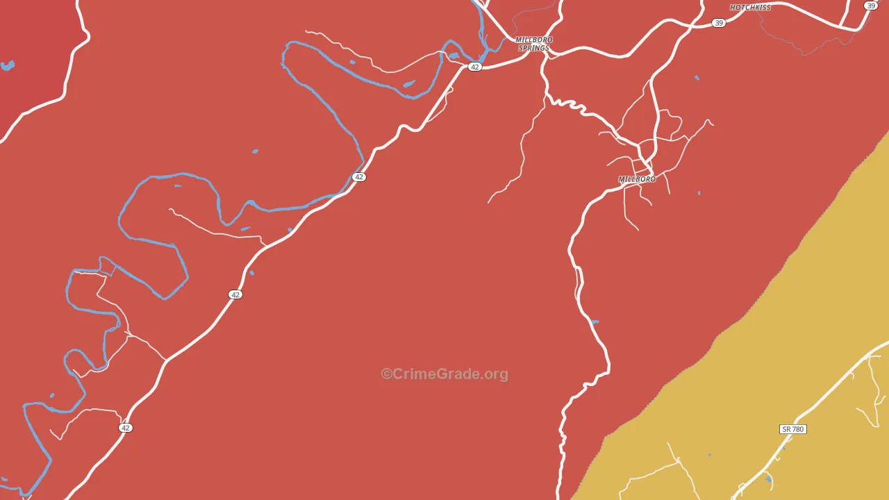 Millboro Springs, VA Map of Arson Rates