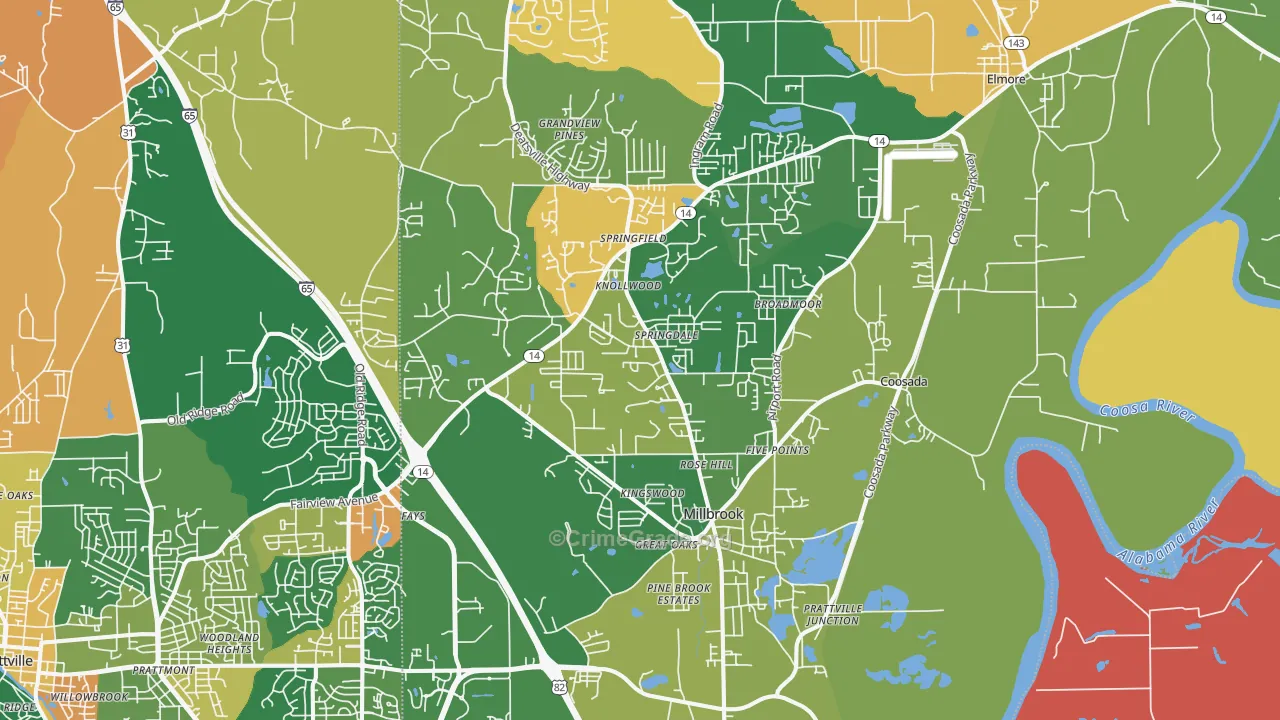 Millbrook, AL Map of Arson Rates