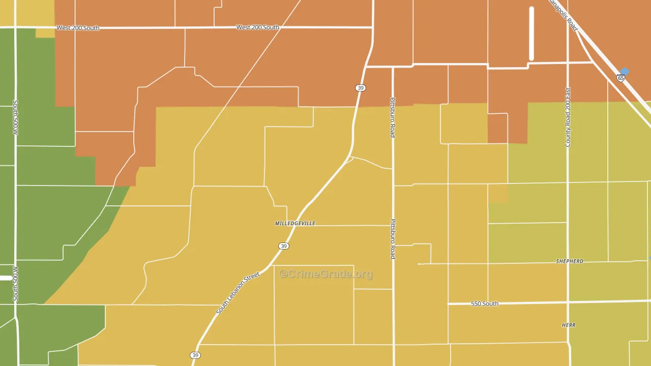 Milledgeville, IN Map of Arson Rates