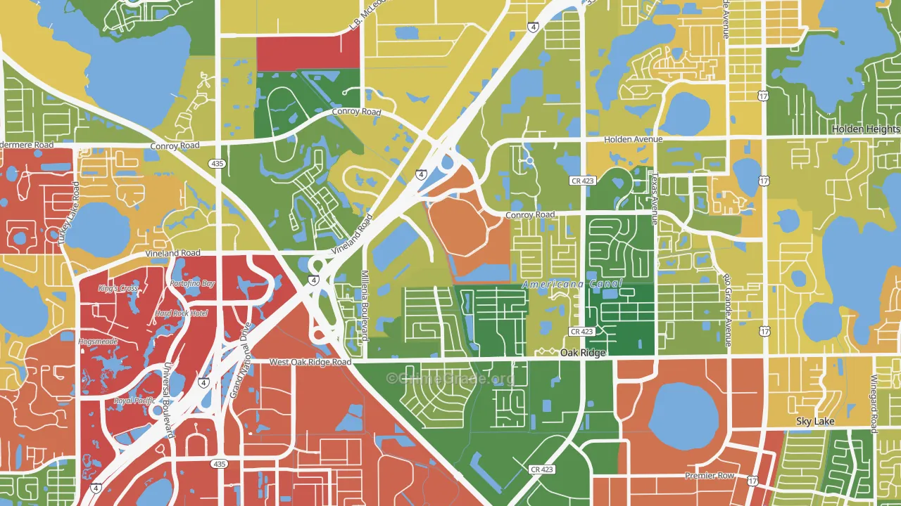 Millenia, Orlando, FL Map of Arson Rates