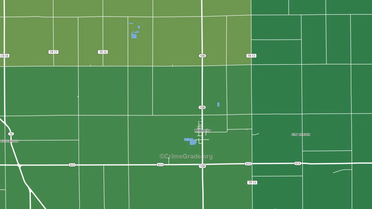 Miller City, OH Map of Arson Rates