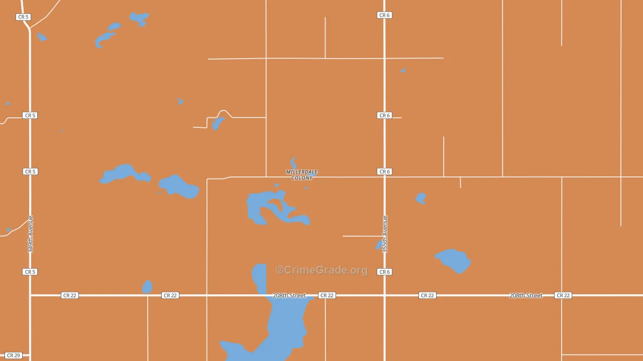 Miller Dale Colony, SD Map of Arson Rates