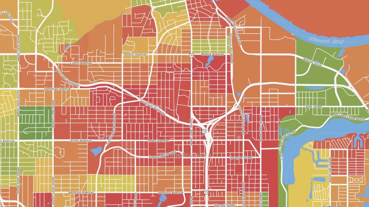 Miller Park Minne Lusa Area, Omaha, NE Map of Arson Rates