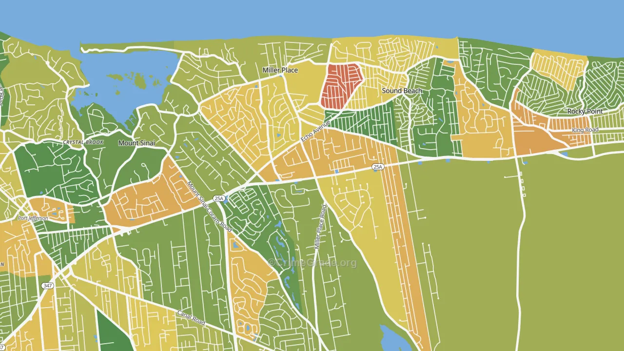 Miller Place, NY Map of Arson Rates