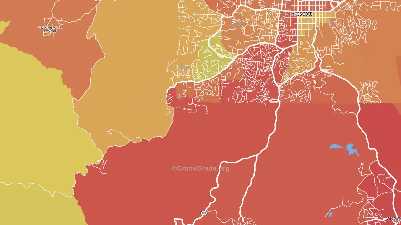 Miller Valley, AZ Map of Arson Rates