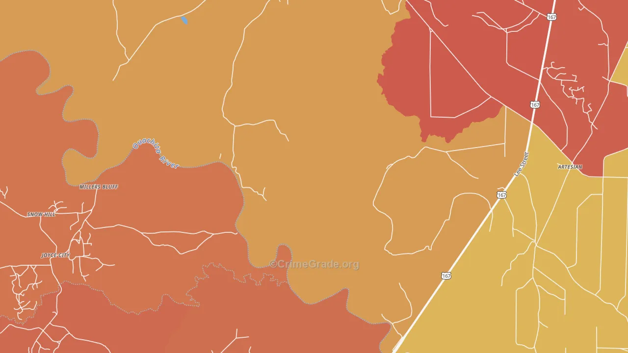 Millers Bluff, AR Map of Arson Rates