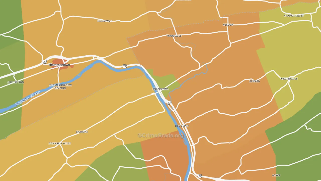 Millerstown, PA Map of Arson Rates
