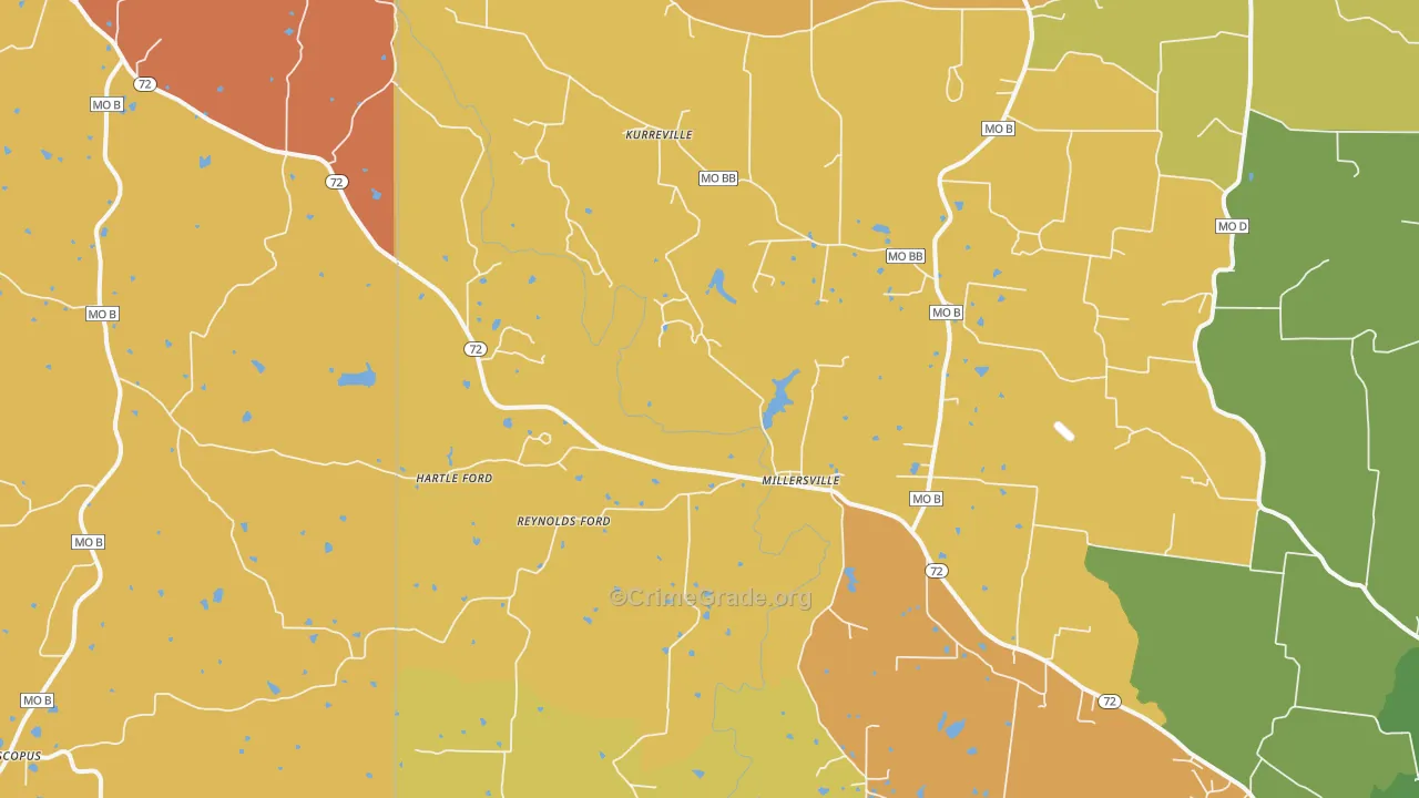 Millersville, MO Map of Arson Rates